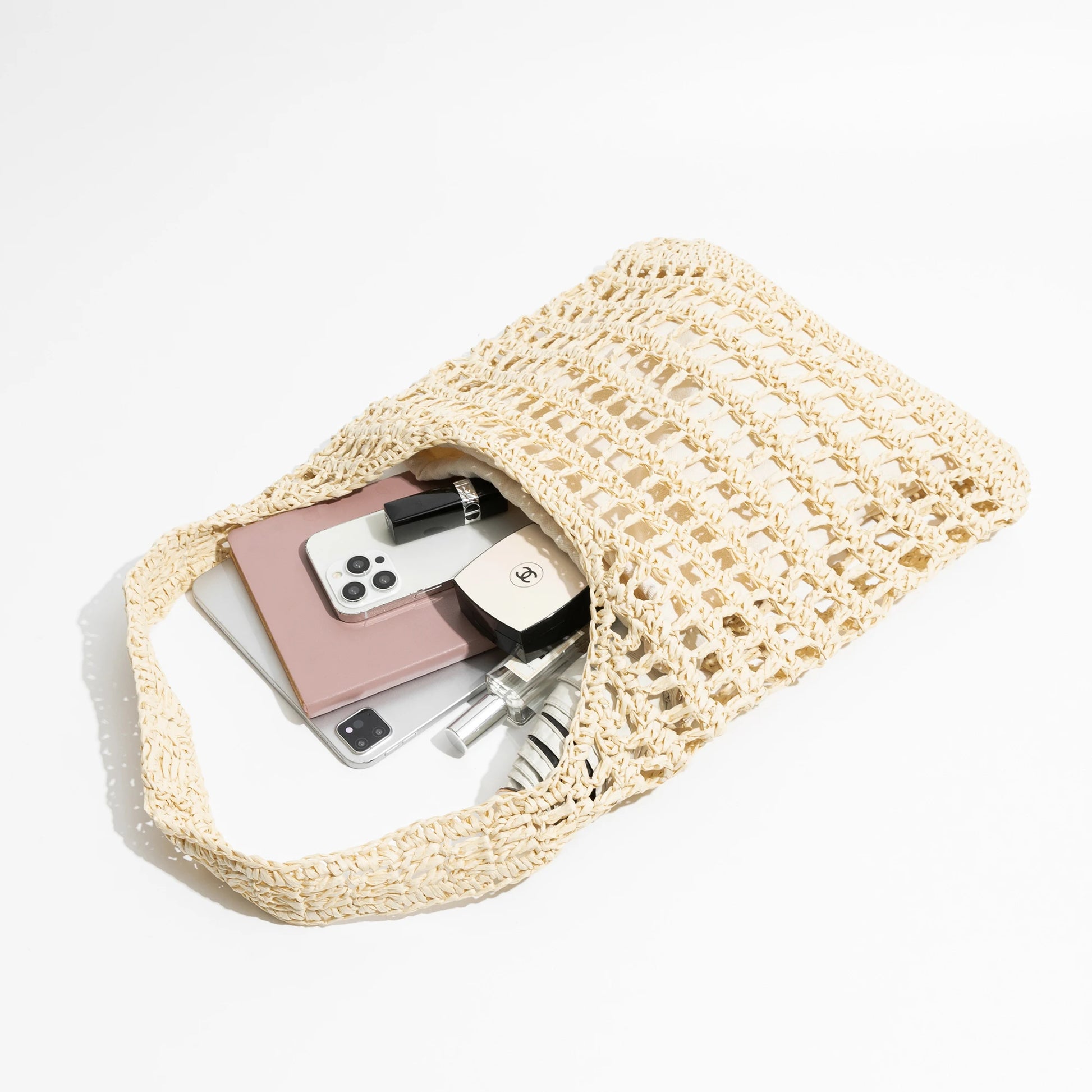 Plaited Woven Women's Aesthetic Beach Bag Hollow Design Unique Fishing Net Shoulder Purse Handwoven Summer Hobo Handbag - Vennus