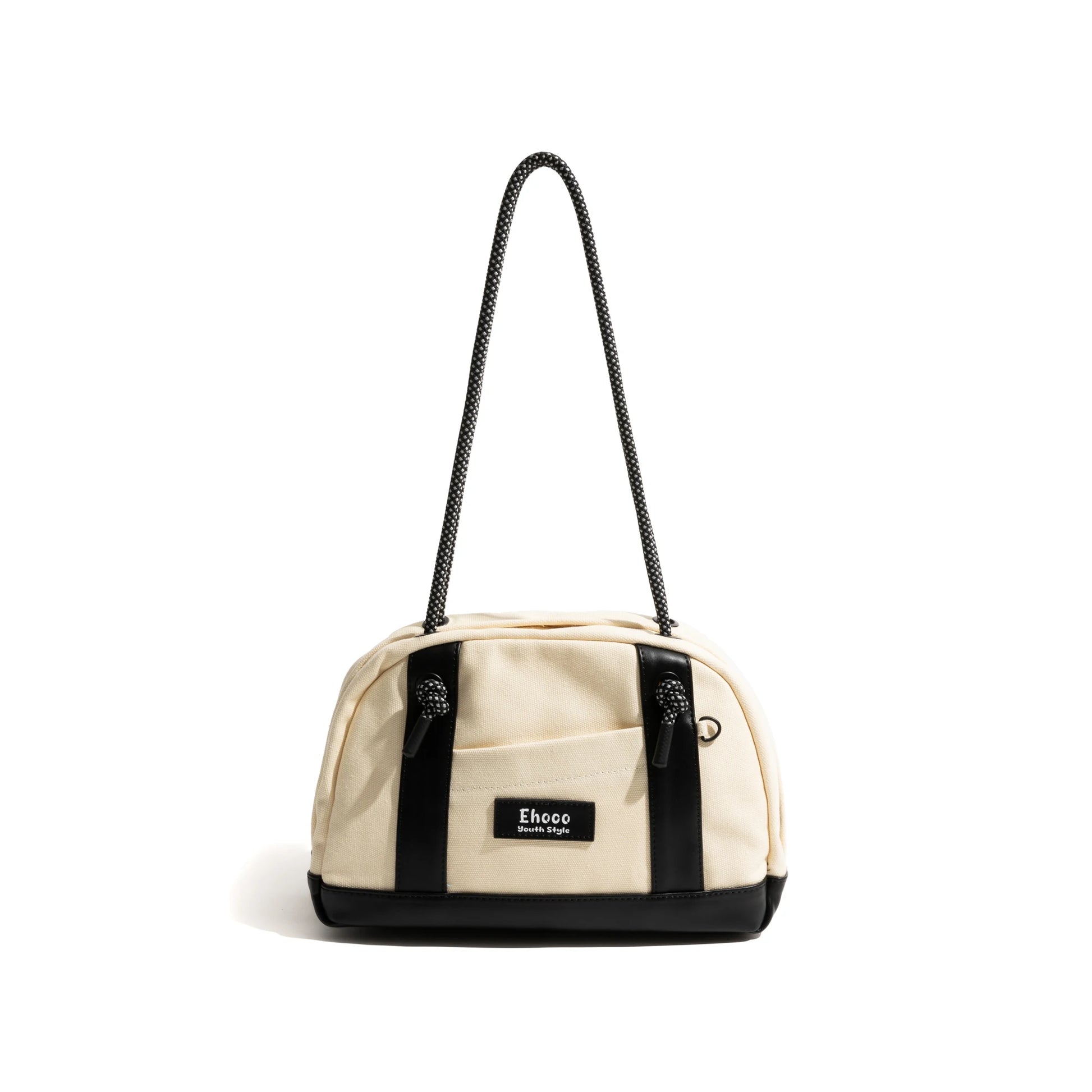 Vintage Fashion Denim Canvas Tote Handbag Drawstring Strap Design Simple Casual Shoulder Bag Boston Medium Purse - Vennus