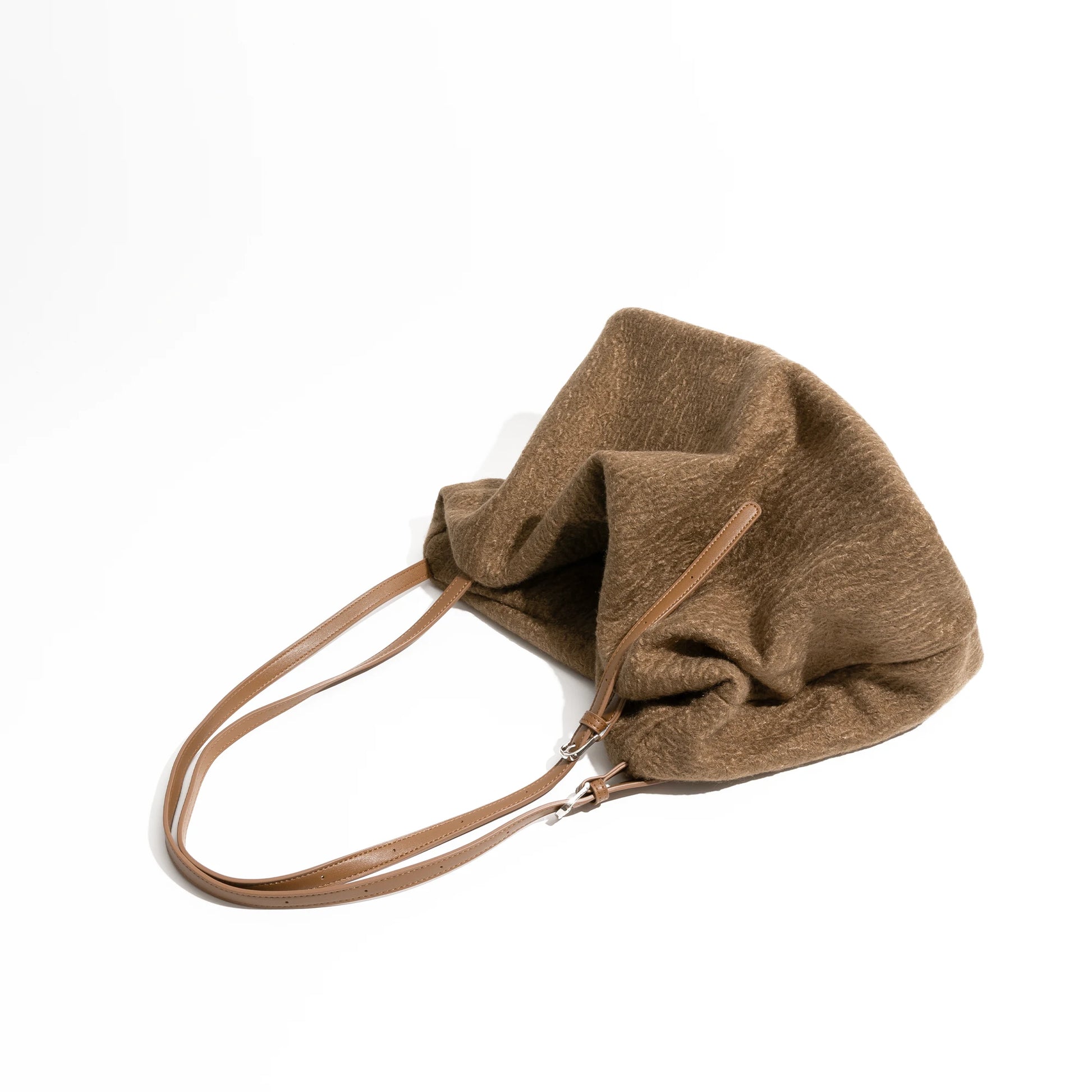 Vintage Felt Fabric Tote Handbag Fluffy Purse Commuter Shoulder Large Bag - Vennus