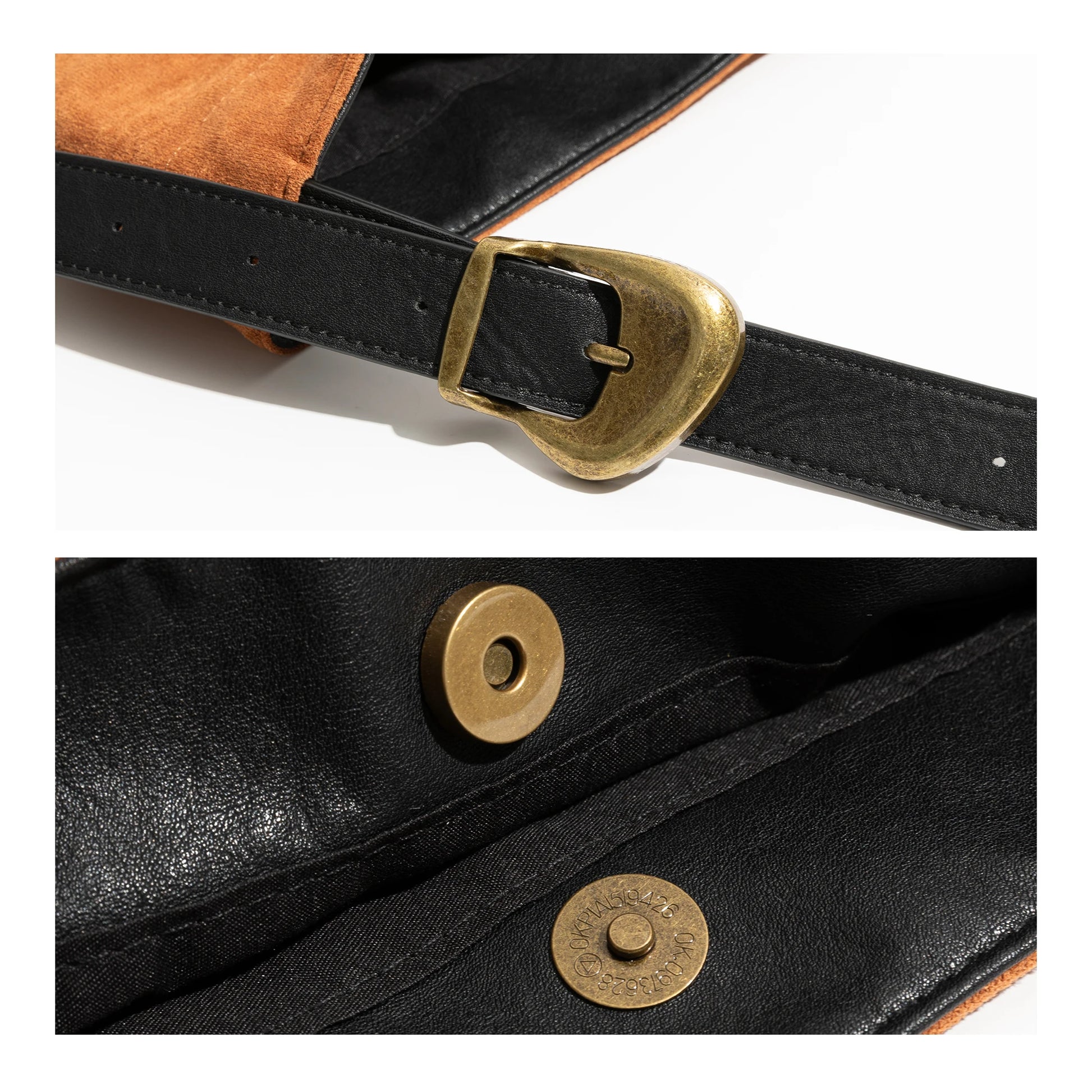 Autumn Vintage Faux Suede Tote Bag Adjustable Shoulder Strap Crossbody Bag in Retro Style - Vennus