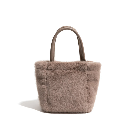 Plush Fluffy Tote Handbag Faux Purse Leather Handle Stylish Crossbody - Vennus