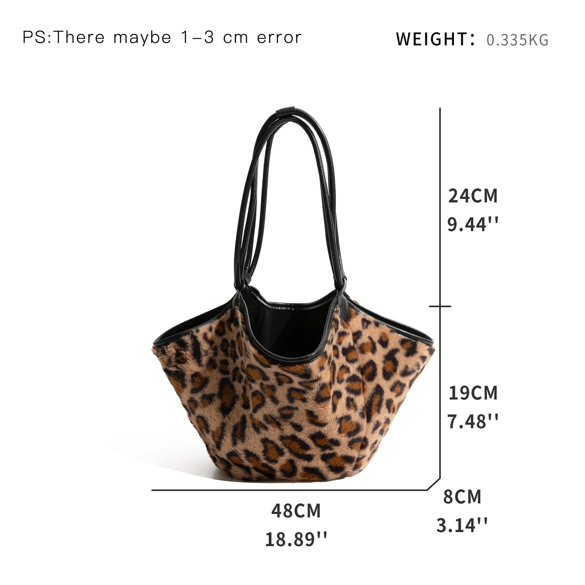 Winter Retro Leopard Pattern Bucket Handbag Set Luxury 2PCS Shoulder Bag with Large Capacity - Vennus