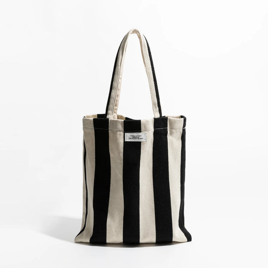 Canvas Tote Bag Lightweight Soft Casual Travel Shoulder Summer Striped Shopping Handbag - Vennus