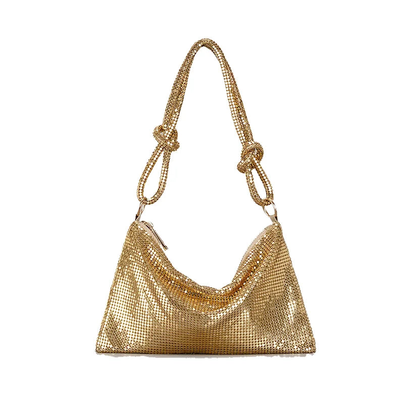 Glossy Metallic Glitter Handbag Luxury Design Delicate Clutch Phone Bag For Party Fashion Underarm Shoulder Purse - Vennus