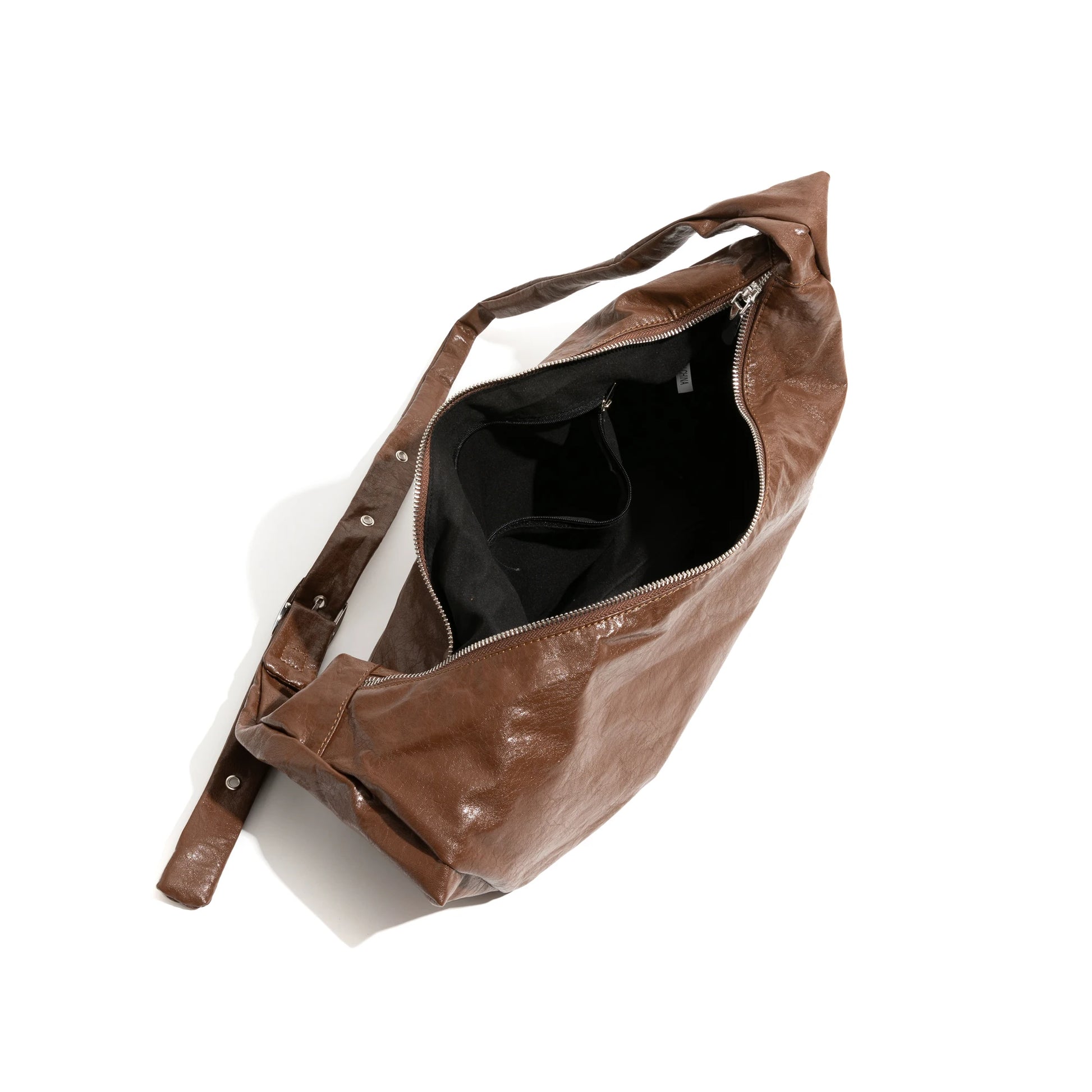 PU Leather Half Moon Hobo Fashion Shoulder Bag Adjustable Strap Phone Purse Simple Crossbody Large Bag - Vennus