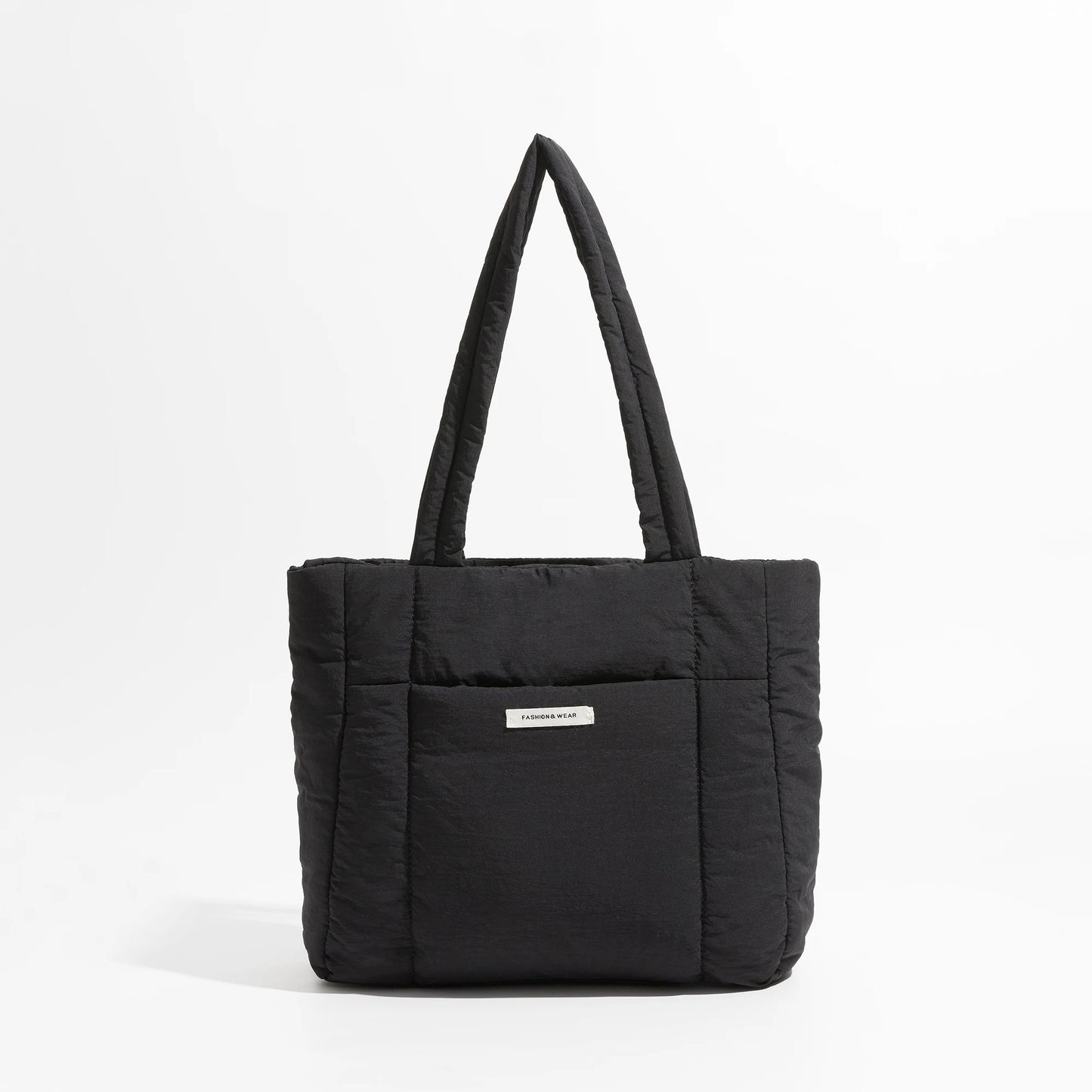 Big Square Cotton Padded Tote Bag Quilting Puffy Shoulder Shopper Purse Simple Winter Daily Handbag - Vennus