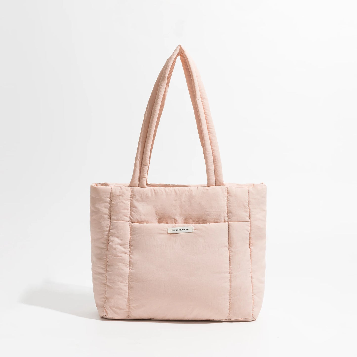 Big Square Cotton Padded Tote Bag Quilting Puffy Shoulder Shopper Purse Simple Winter Daily Handbag - Vennus