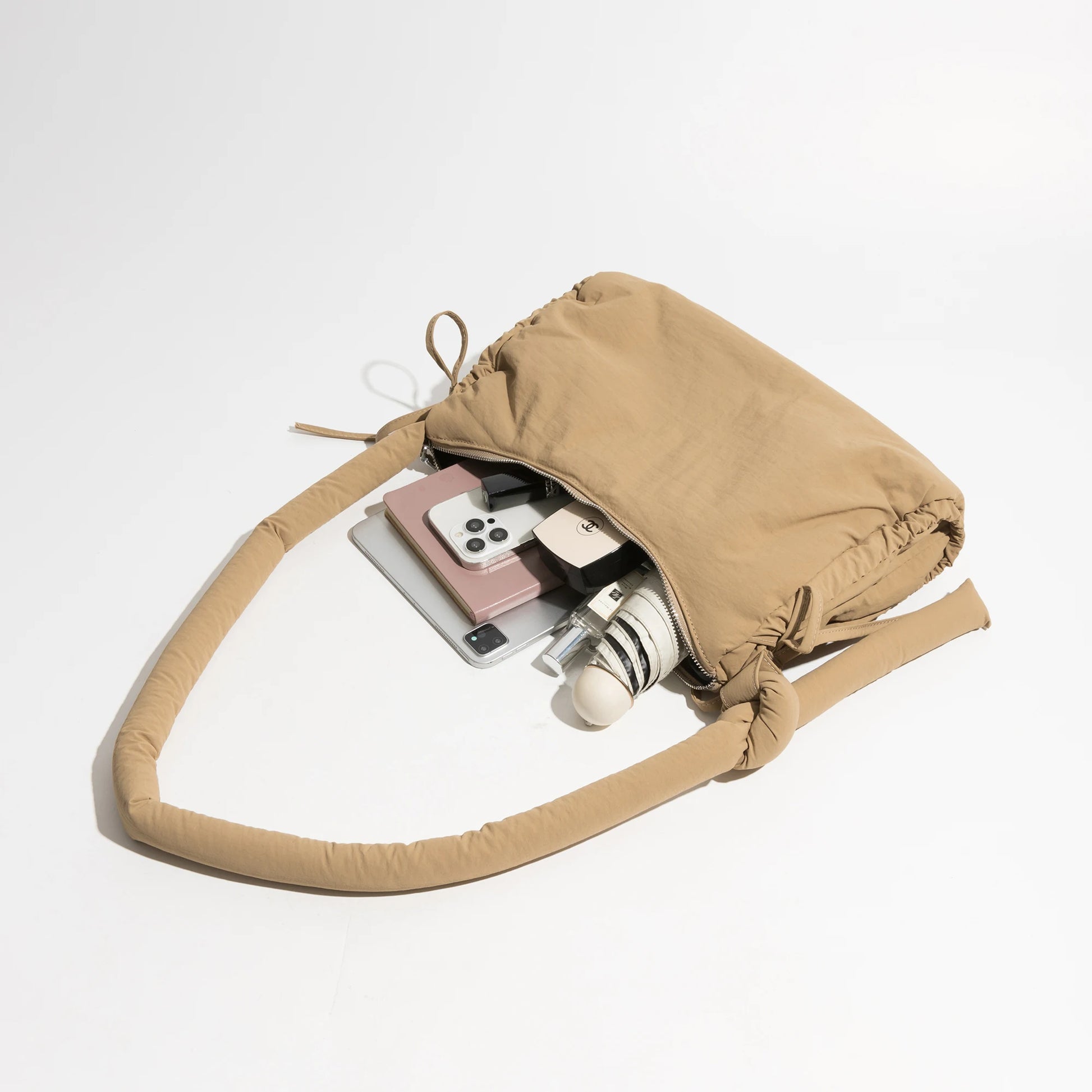 Tassel Puffer Messenger Solid Knoted Handle Cotton Sling Crossbody Purse Simple Elegant Girl's Hobo Pack - Vennus