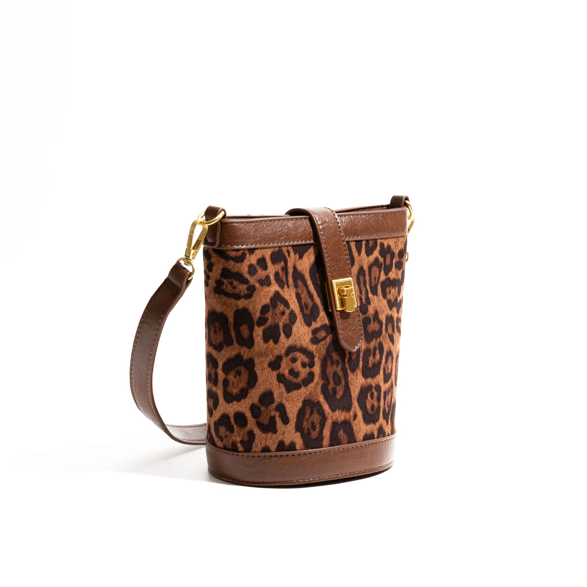 Retro Leopard Print Messenger Bucket Casual Shoulder Bag - Vennus