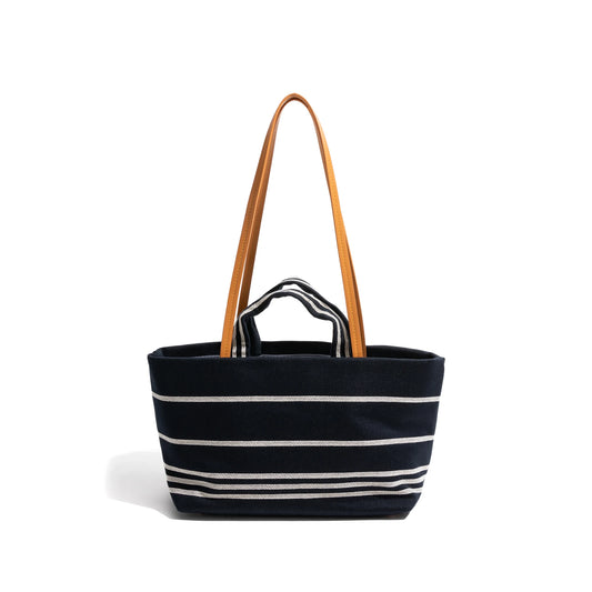 Vintage Striped Canvas Tote Handbag Rectangular Travel Simple Fashion Shoulder Large Bag Purse - Vennus
