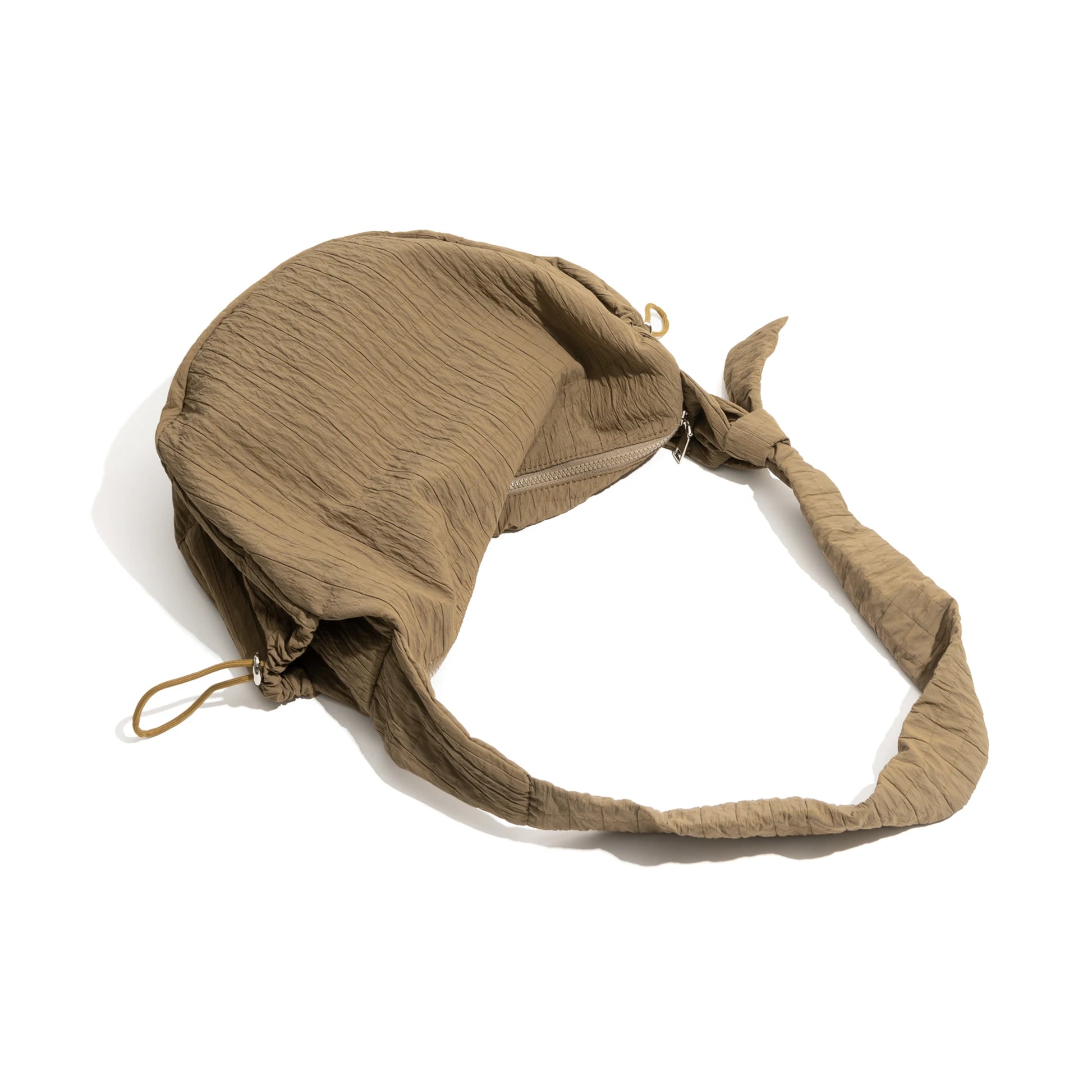 Nylon Pleated Knot Crossbody Phone Bag Lightweight Casual Satchel with Drawstring Pocket - Vennus