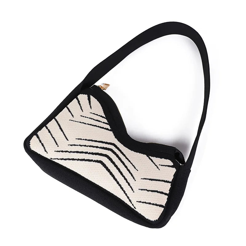 Striped Underarm Hobo Handbag Phone Luxury Design Shoulder Purse Ladies Shopping Satchel Small Bag - Vennus