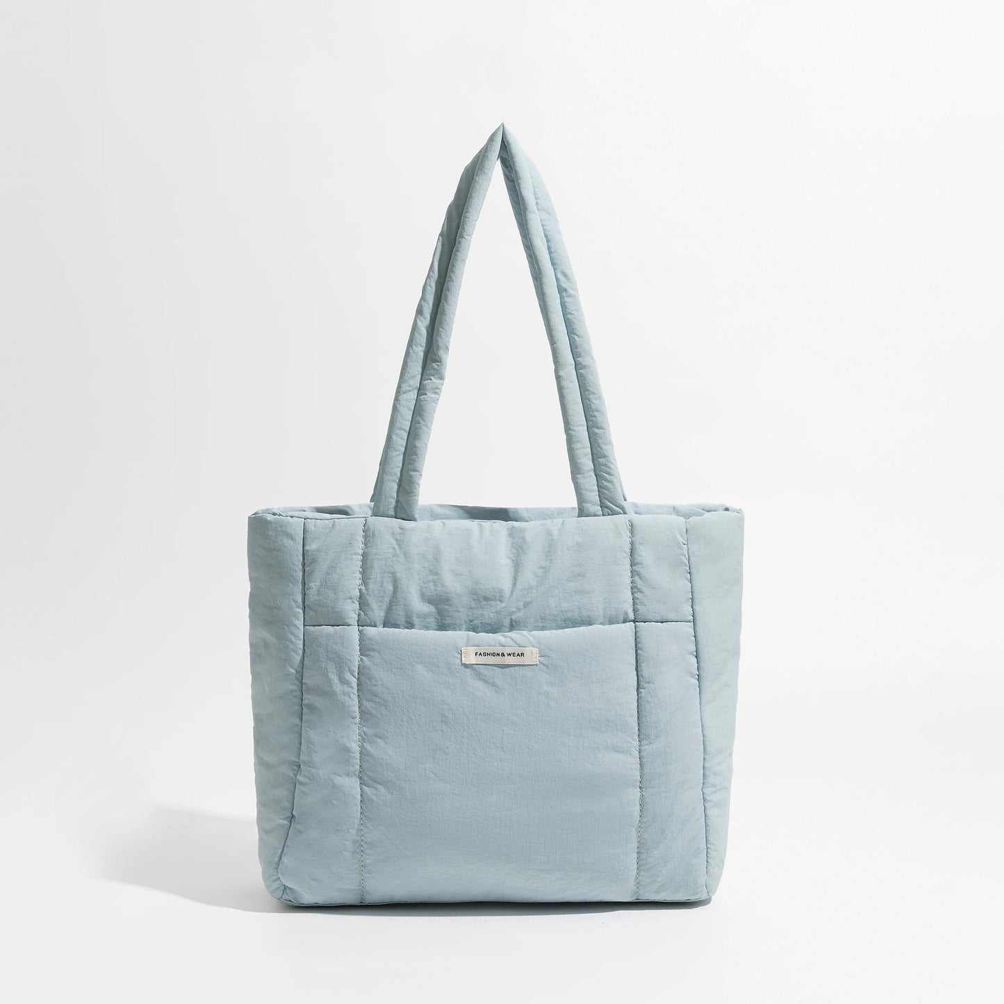 Big Square Cotton Padded Tote Bag Quilting Puffy Shoulder Shopper Purse Simple Winter Daily Handbag - Vennus