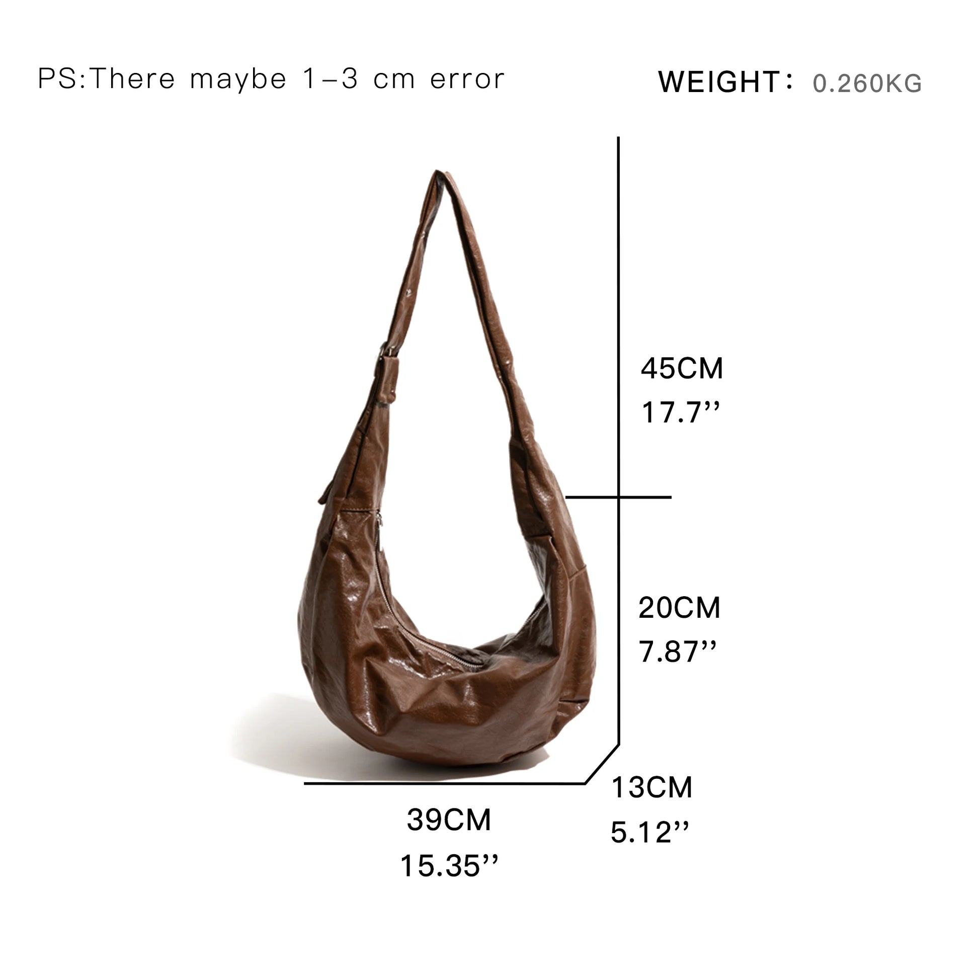 PU Leather Half Moon Hobo Fashion Shoulder Bag Adjustable Strap Phone Purse Simple Crossbody Large Bag - Vennus
