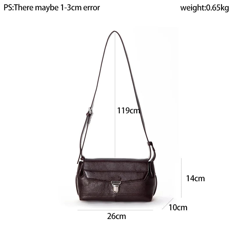 Vintage Genuine Leather Crossbody Bag Luxury Design Adjustable Strap Cow Leather Fashion Shoulder - Vennus