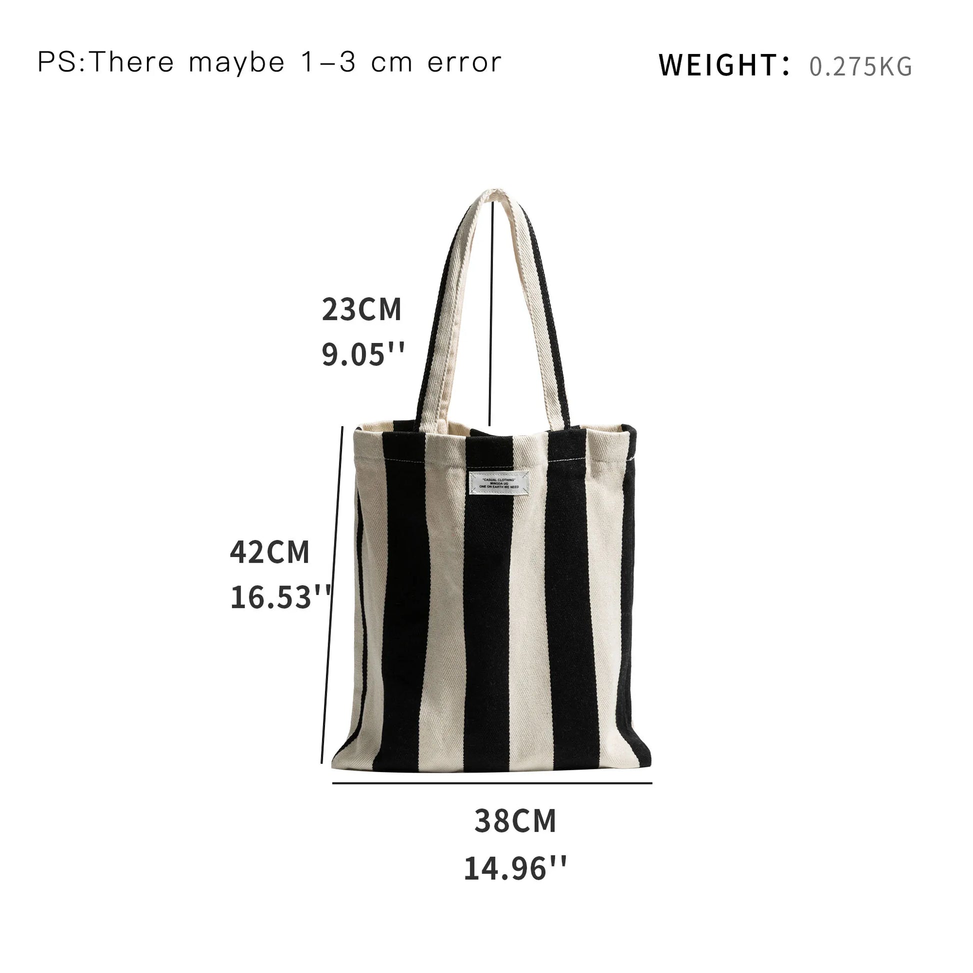 Canvas Tote Bag Lightweight Soft Casual Travel Shoulder Summer Striped Shopping Handbag - Vennus