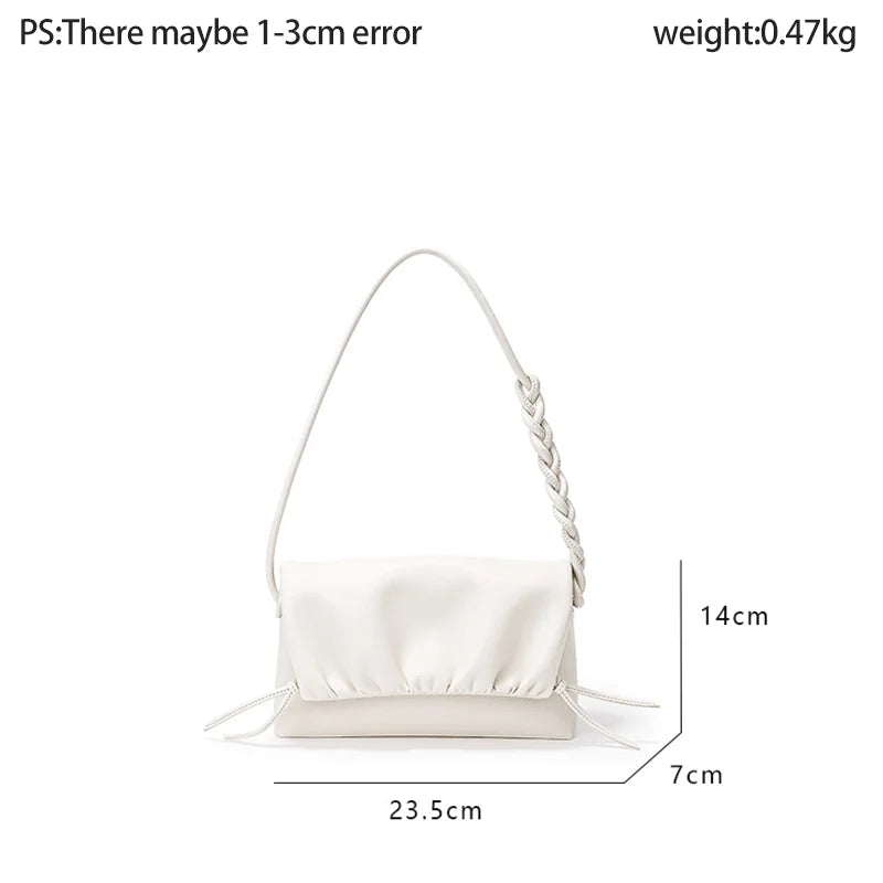 Pleated Fashion Tote Genuine Leather Luxury Design Crossbody Purser Shoudler Bag - Vennus