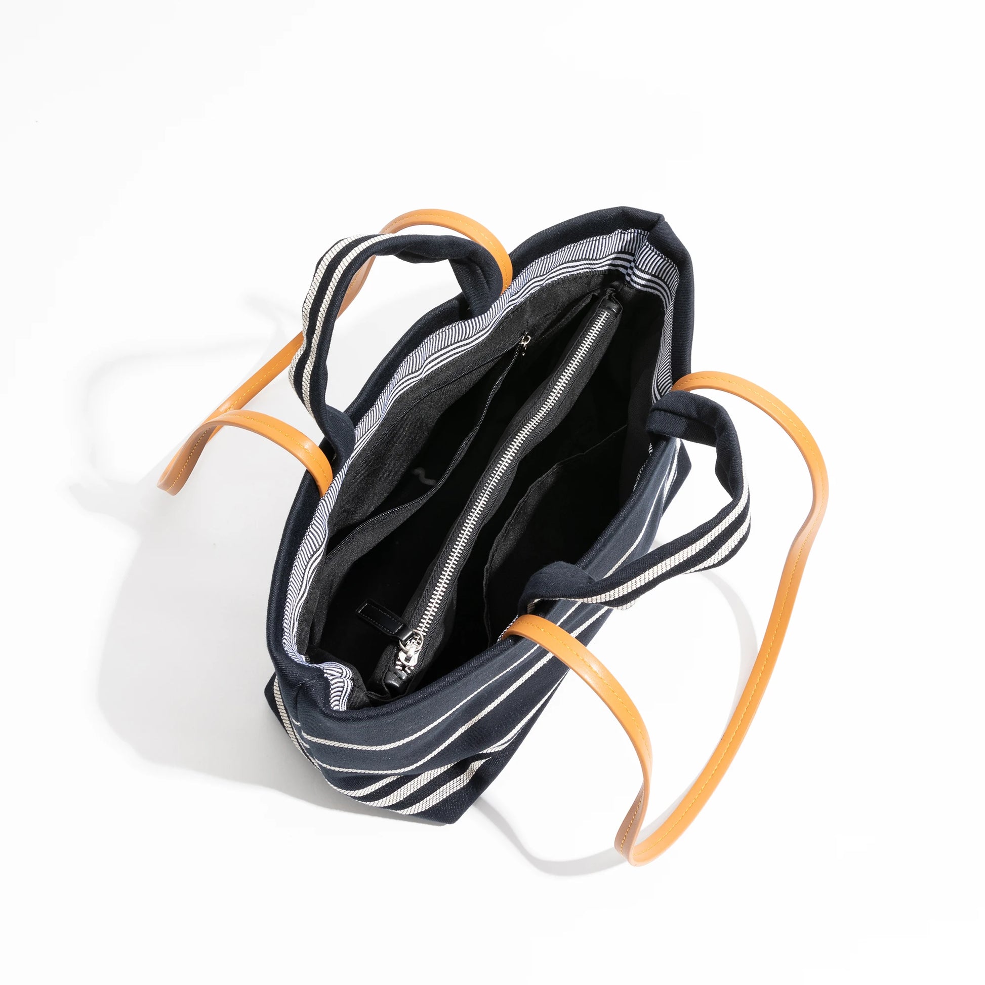 Vintage Striped Canvas Tote Handbag Rectangular Travel Simple Fashion Shoulder Large Bag Purse - Vennus