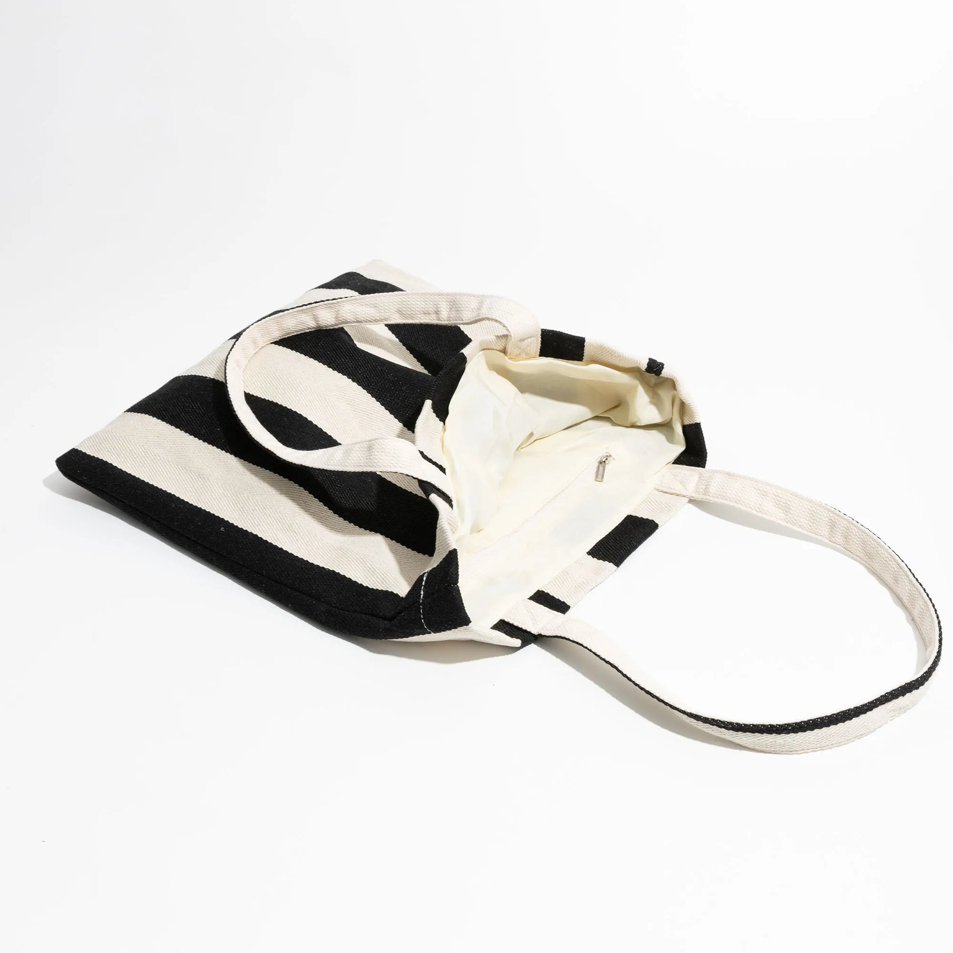 Canvas Tote Bag Lightweight Soft Casual Travel Shoulder Summer Striped Shopping Handbag - Vennus