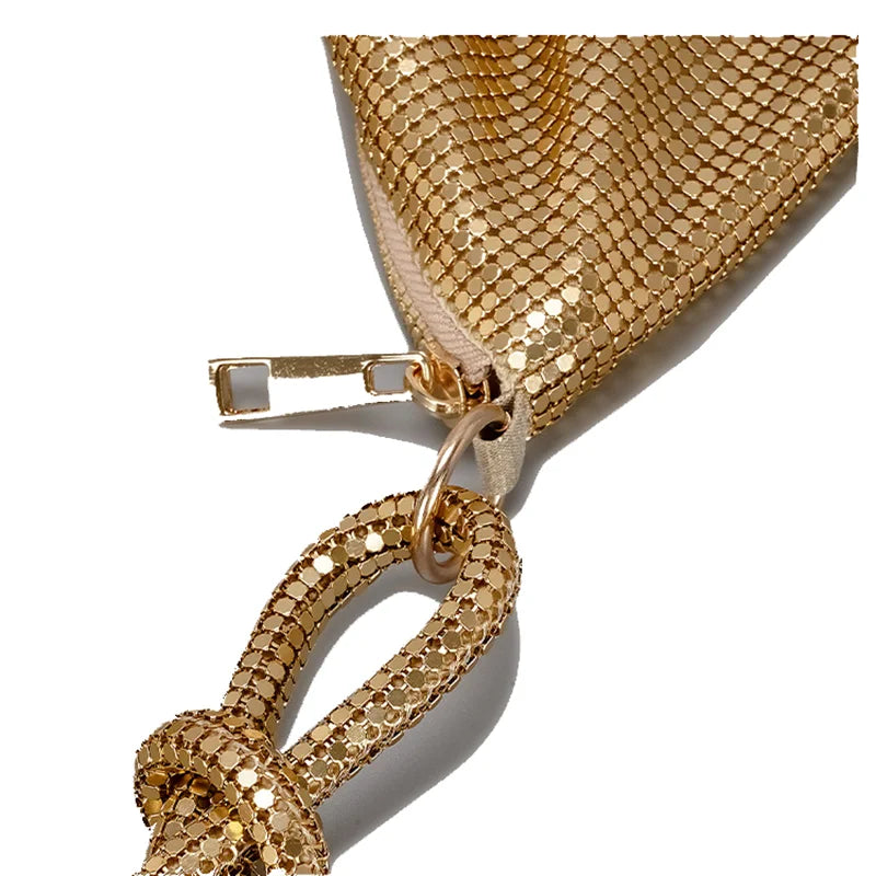 Glossy Metallic Glitter Handbag Luxury Design Delicate Clutch Phone Bag For Party Fashion Underarm Shoulder Purse - Vennus