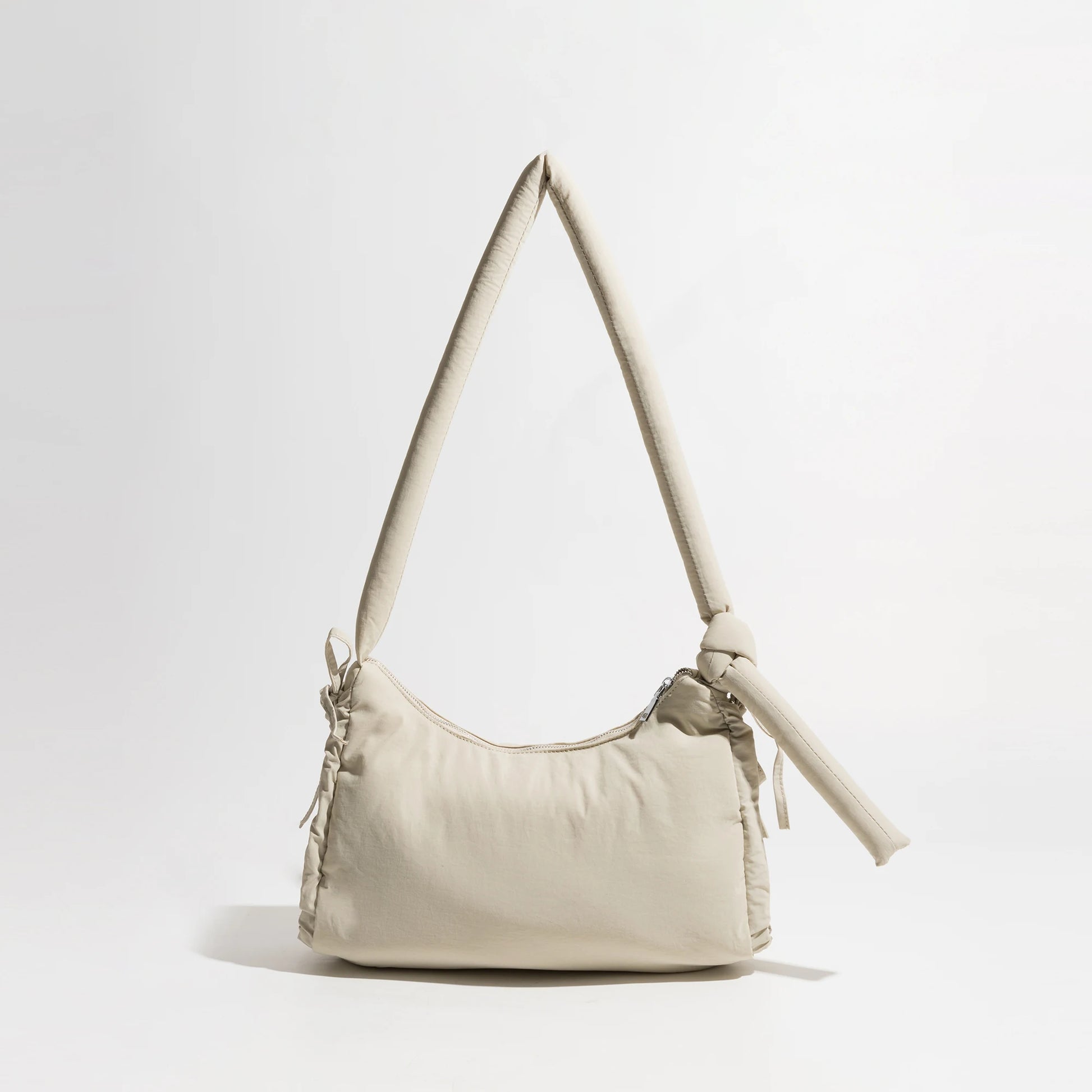 Tassel Puffer Messenger Solid Knoted Handle Cotton Sling Crossbody Purse Simple Elegant Girl's Hobo Pack - Vennus