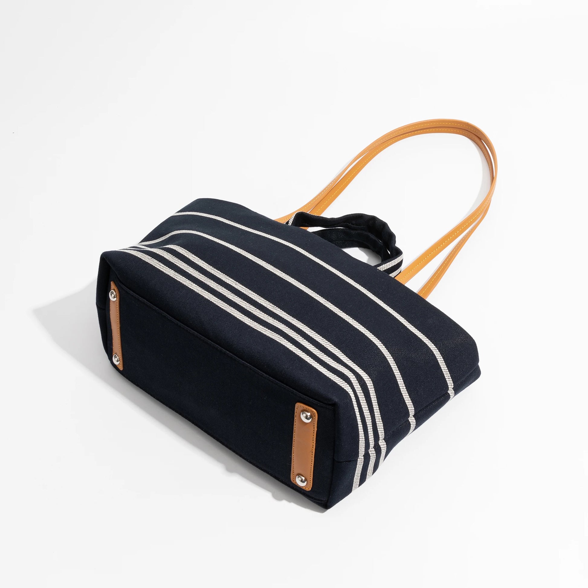 Vintage Striped Canvas Tote Handbag Rectangular Travel Simple Fashion Shoulder Large Bag Purse - Vennus