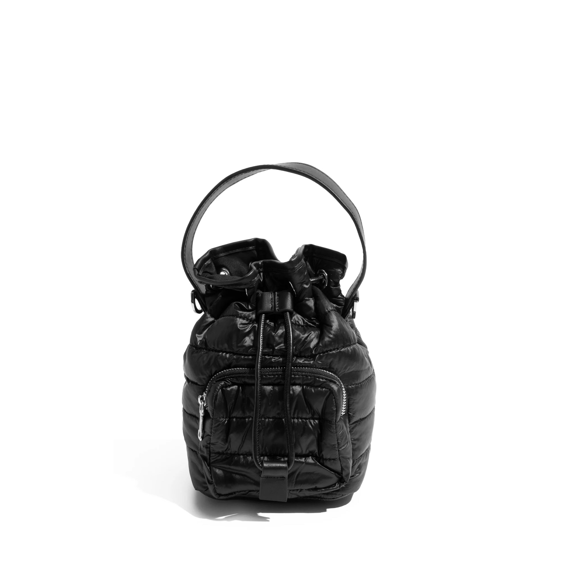 Vintage Leopard Pattern Bucket Bag Multi-pocket Design Nylon Cotton Fabric Shoulder Small Drawstring - Vennus