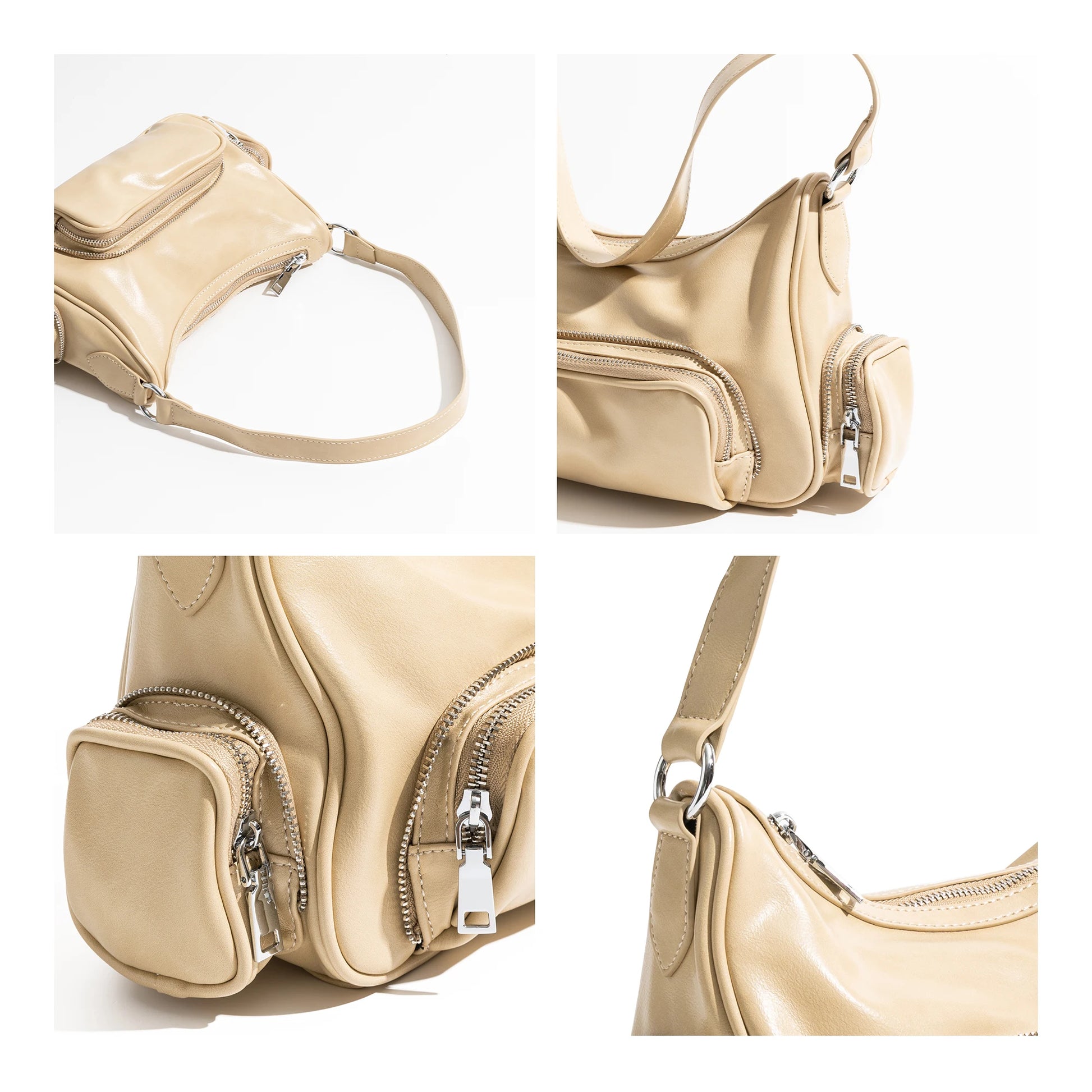 PU Leather Shoulder Multi Pocket Bag - Vennus