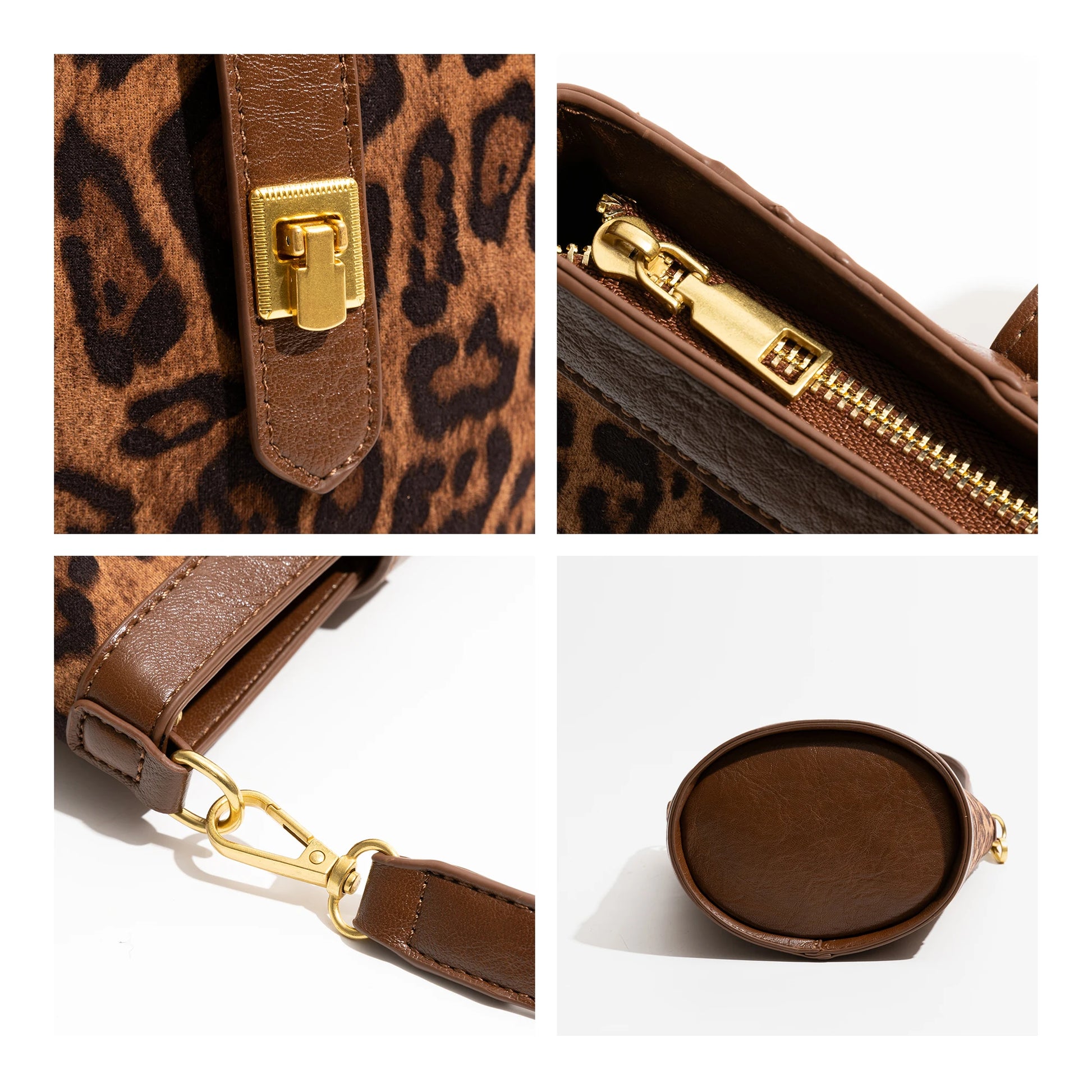 Retro Leopard Print Messenger Bucket Casual Shoulder Bag - Vennus