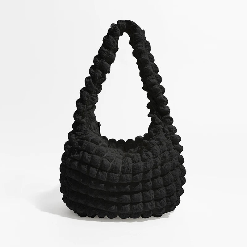 Quilted Puff Bubble Hobo Lightweight Pleated Handbag Travel Grocery Shoulder Purse - Vennus