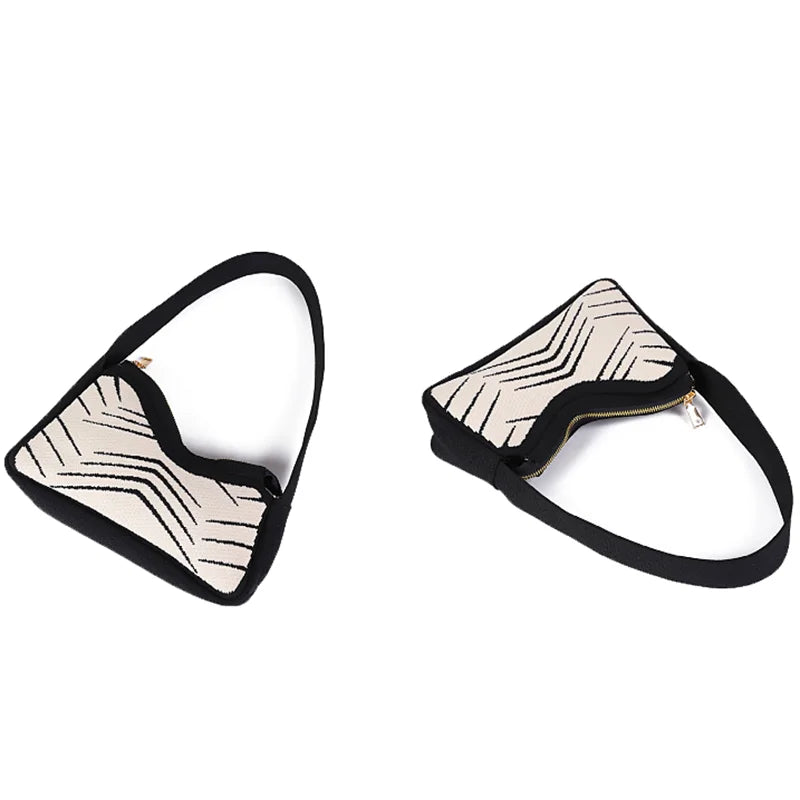 Striped Underarm Hobo Handbag Phone Luxury Design Shoulder Purse Ladies Shopping Satchel Small Bag - Vennus