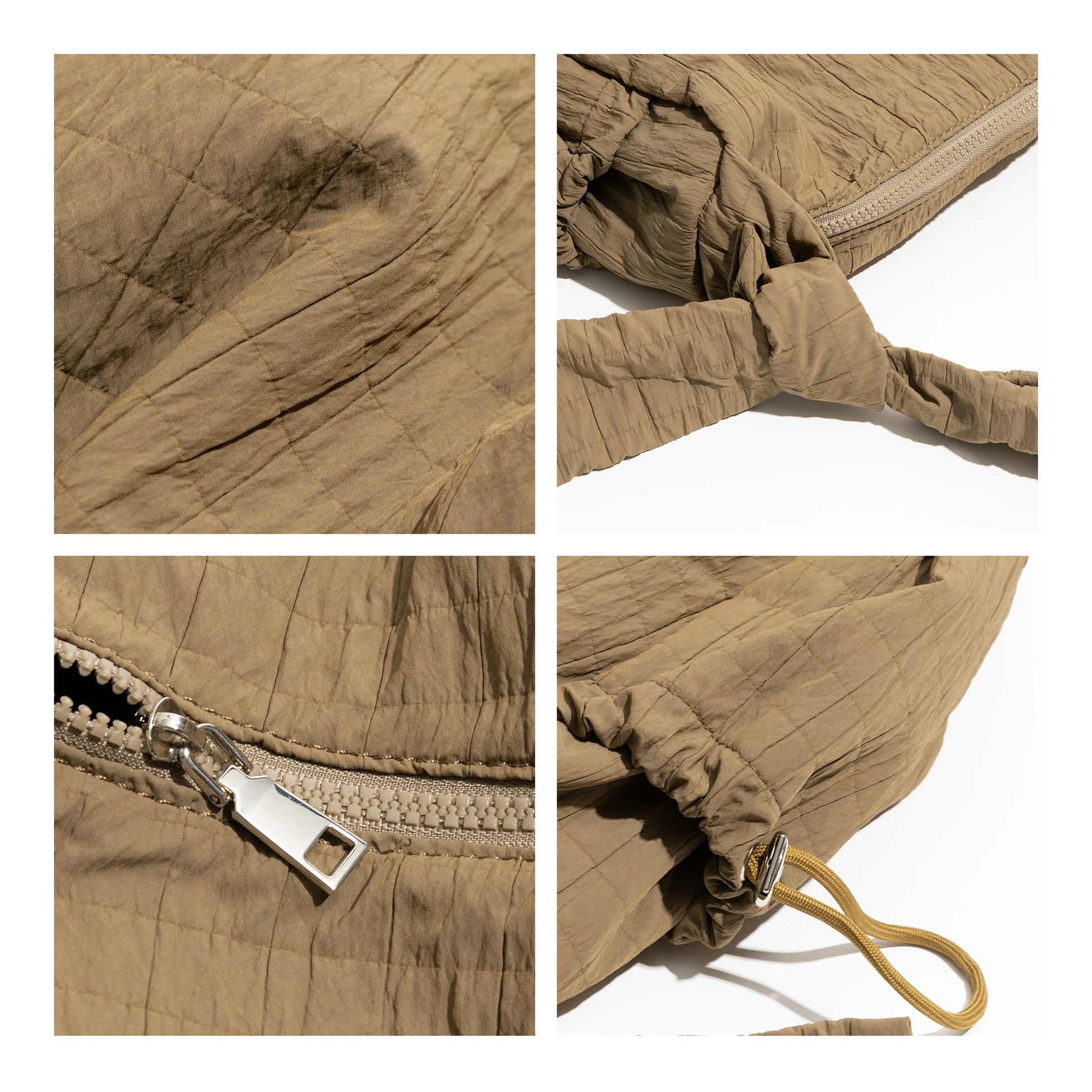 Nylon Pleated Knot Crossbody Phone Bag Lightweight Casual Satchel with Drawstring Pocket - Vennus