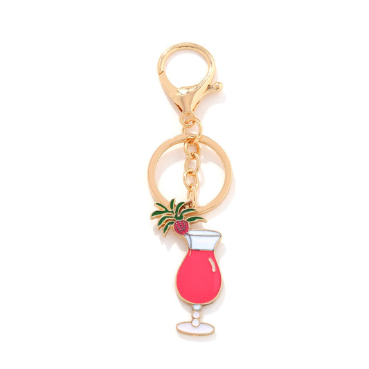 Cocktail Glass Pendant Keychain Bag Charm