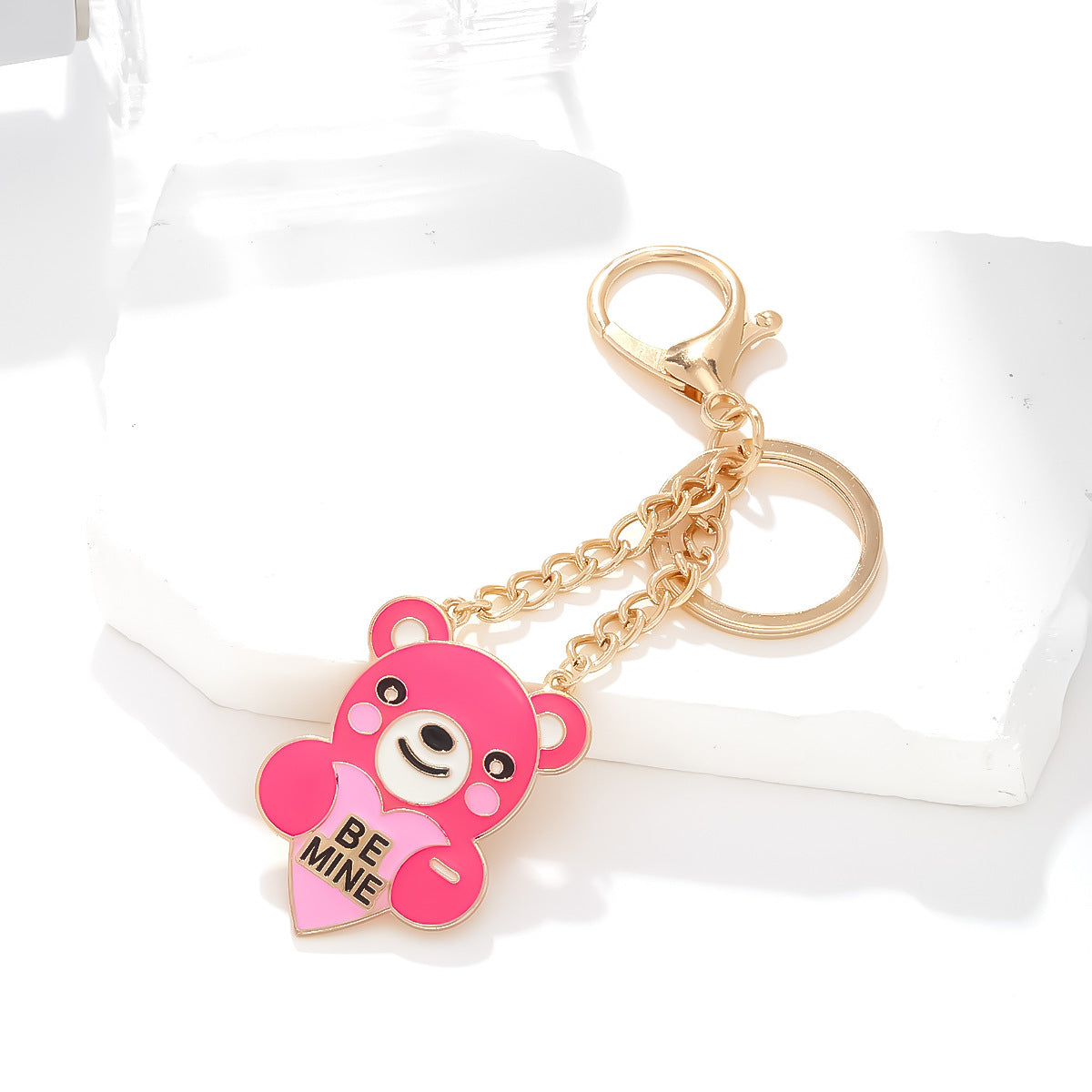 Pink Bear Pendant Keychain