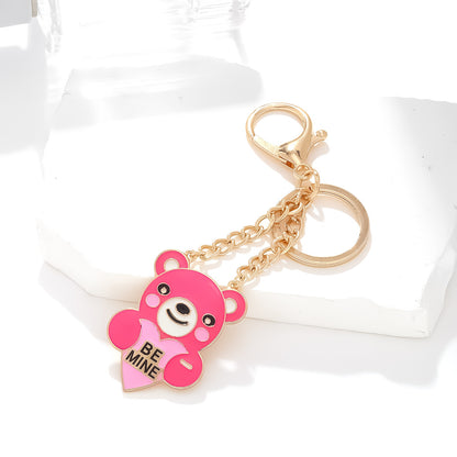 Pink Bear Pendant Keychain