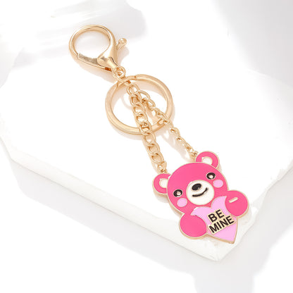 Pink Bear Pendant Keychain