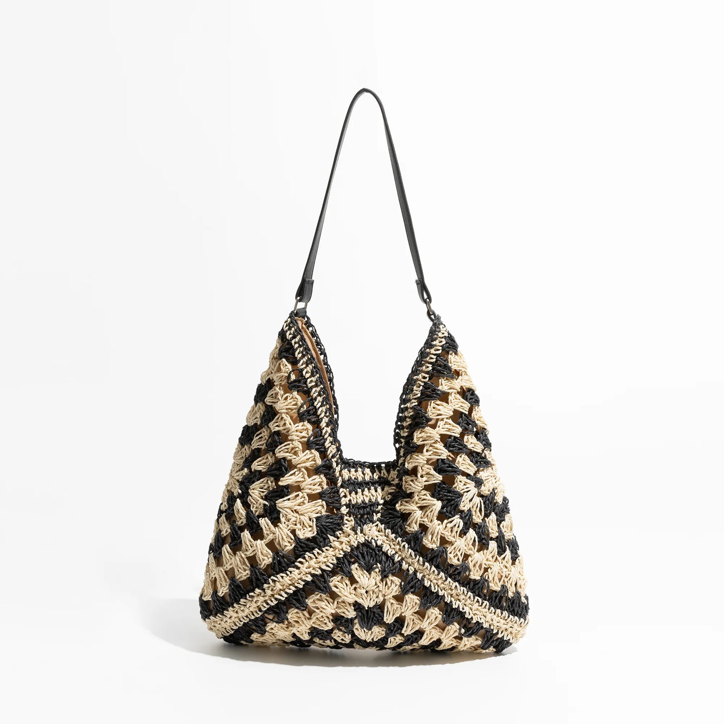 Weave Beach Handbag Summer Bohemian Straw Hobo Shoulder Purse Fashion Vacation Large Capacity Purse - Vennus