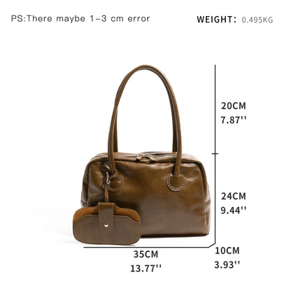 Retro PU Leather Bowling Square Tote Luxury Design Stylish Underarm Shoulder Purse - Vennus