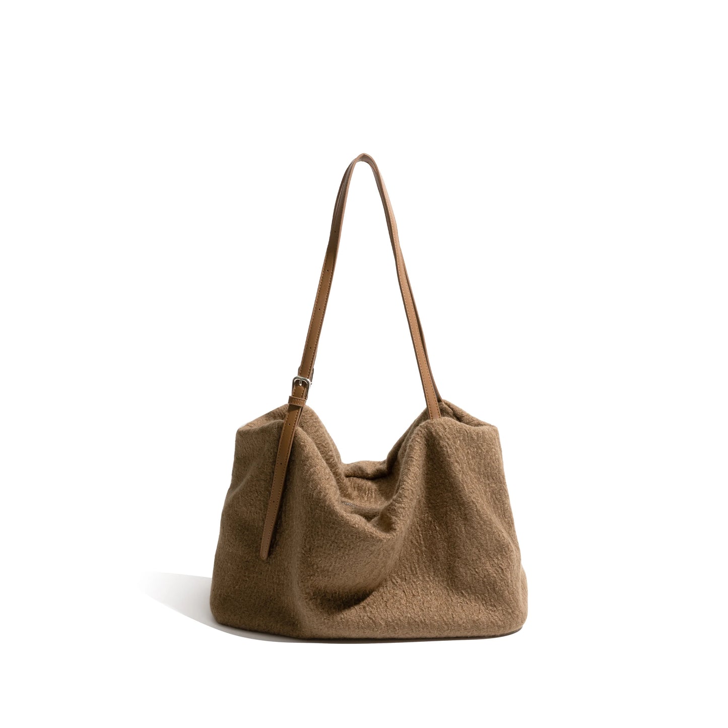 Vintage Felt Fabric Tote Handbag Fluffy Purse Commuter Shoulder Large Bag - Vennus