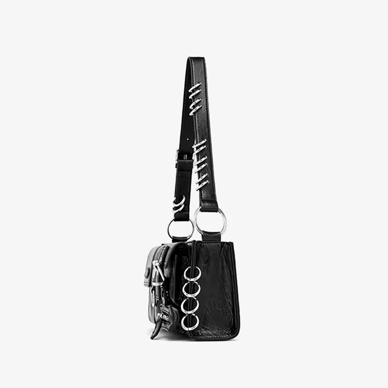 Y2K Cool Metal Ring Multi-Pocket Underarm Tote Handbag Phone Purse  Vintage Shoulder Medium Bag - Vennus