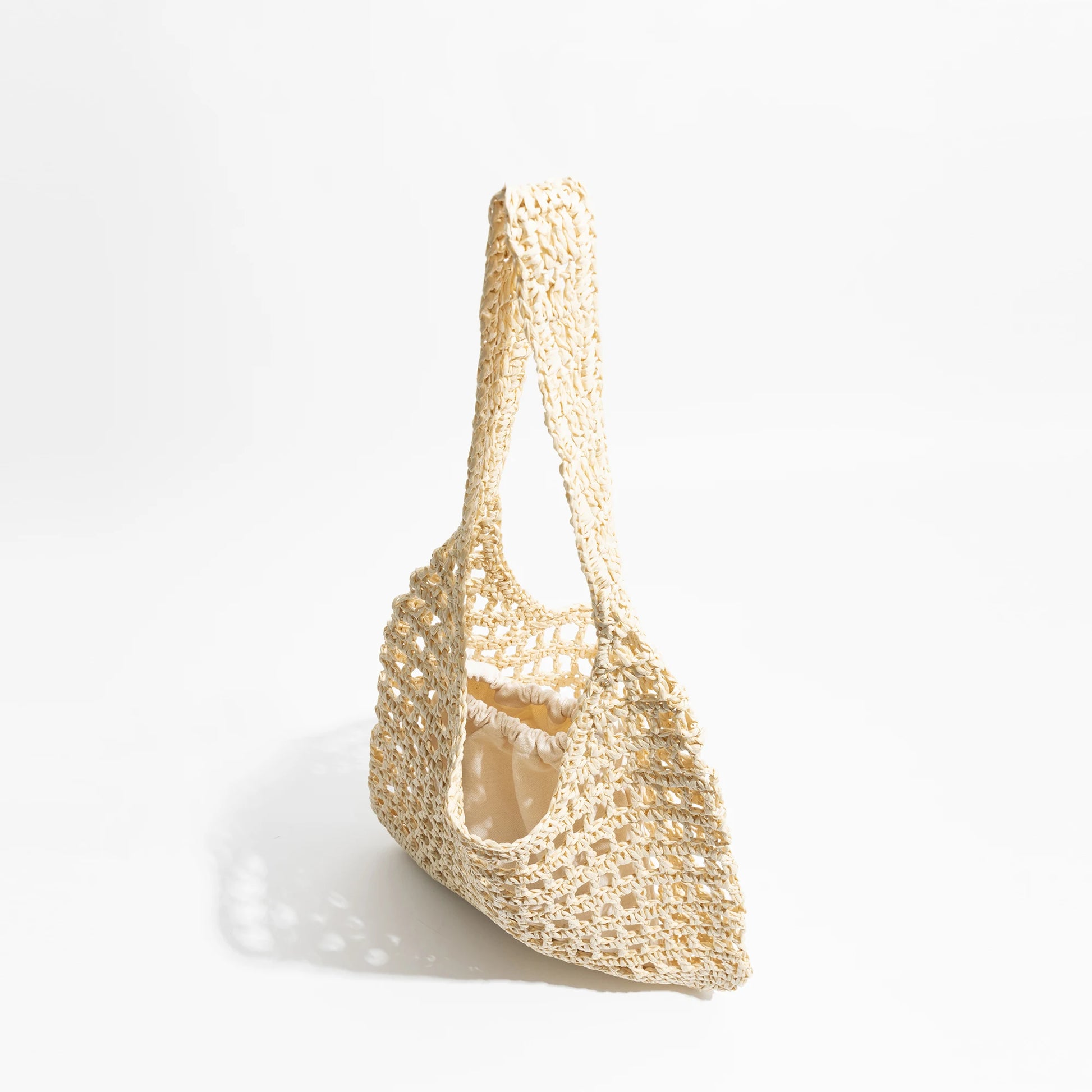 Plaited Woven Women's Aesthetic Beach Bag Hollow Design Unique Fishing Net Shoulder Purse Handwoven Summer Hobo Handbag - Vennus