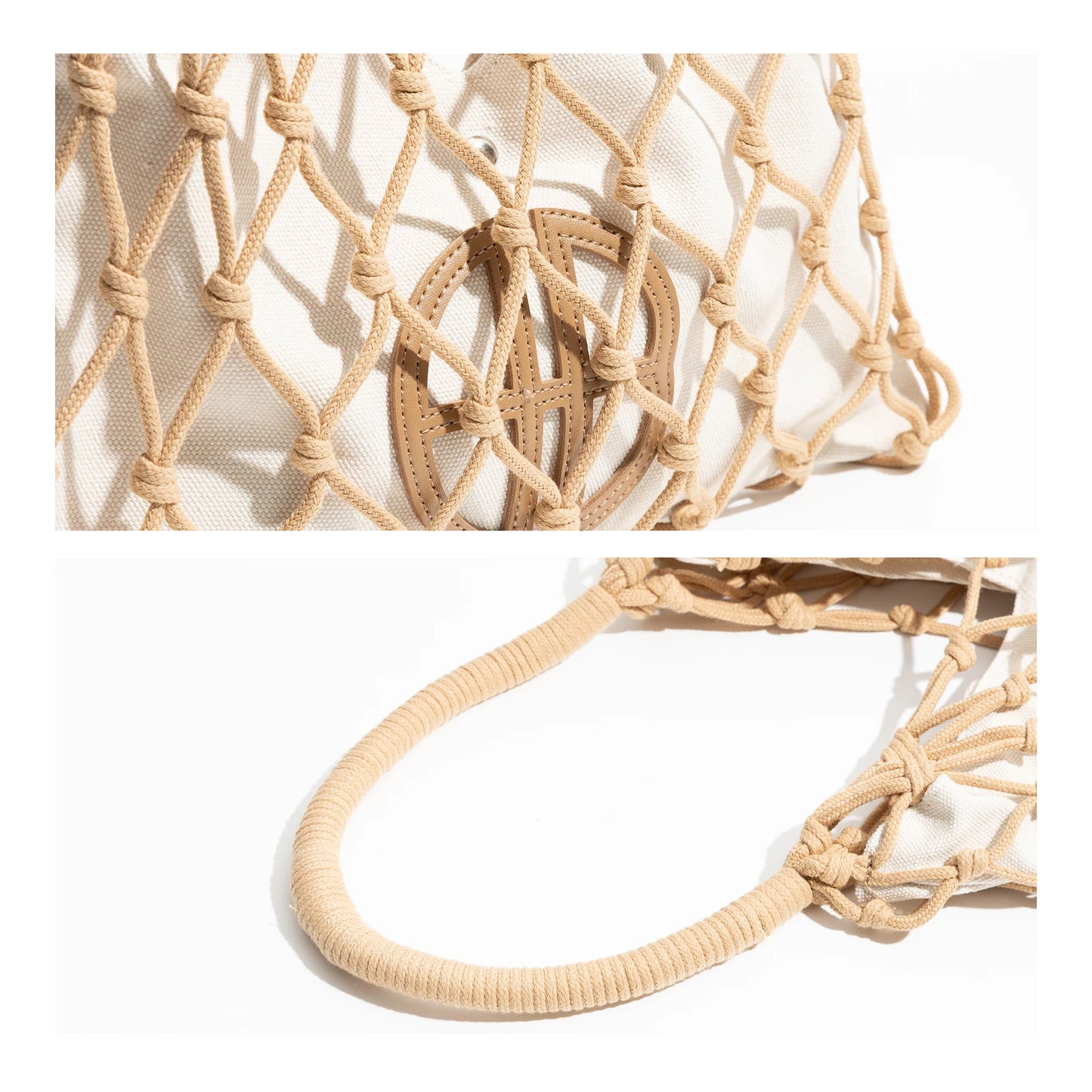 Cotton Rope Knit Summer Fishing Net Bag Woven Aesthetic Hollow Macrame Beach Purse - Vennus