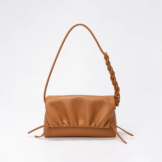 Pleated Fashion Tote Genuine Leather Luxury Design Crossbody Purser Shoudler Bag - Vennus