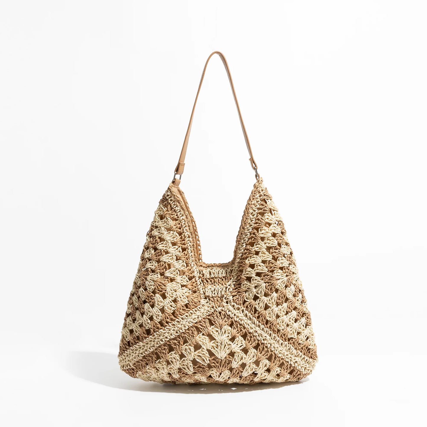 Weave Beach Handbag Summer Bohemian Straw Hobo Shoulder Purse Fashion Vacation Large Capacity Purse - Vennus