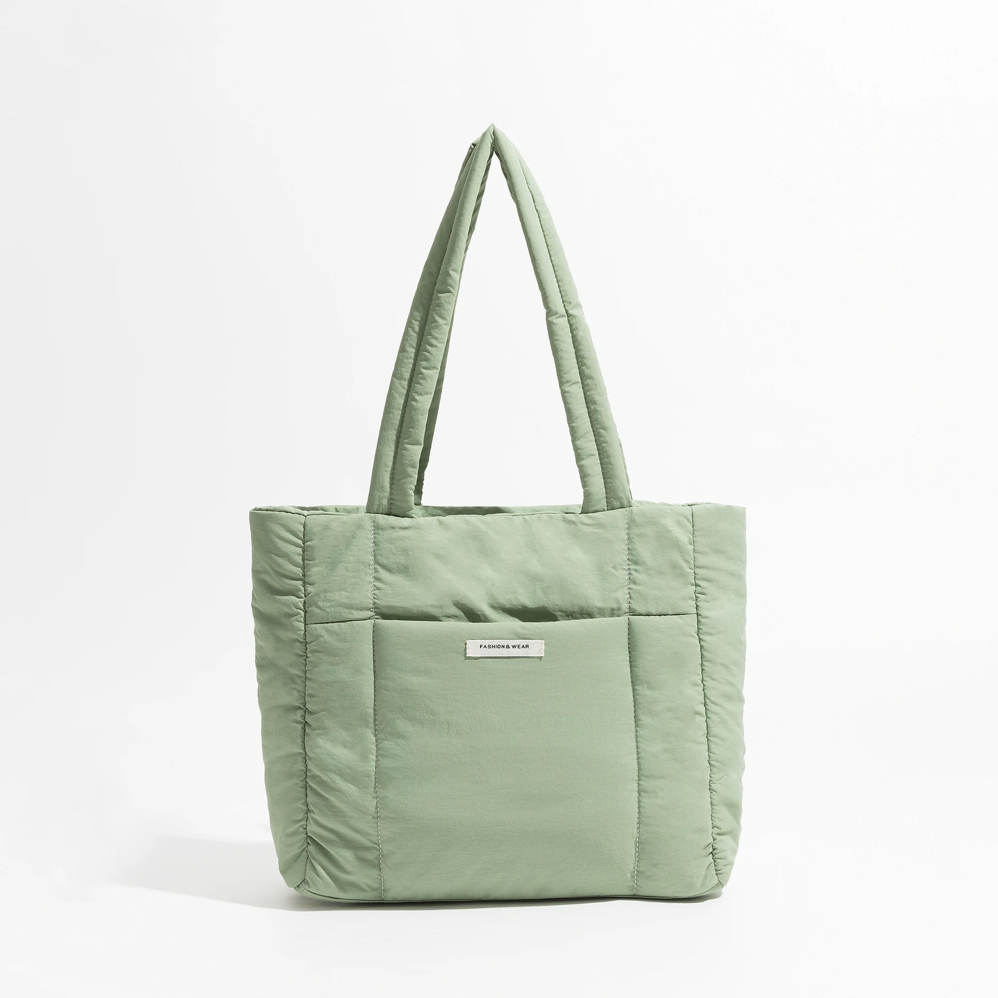 Big Square Cotton Padded Tote Bag Quilting Puffy Shoulder Shopper Purse Simple Winter Daily Handbag - Vennus