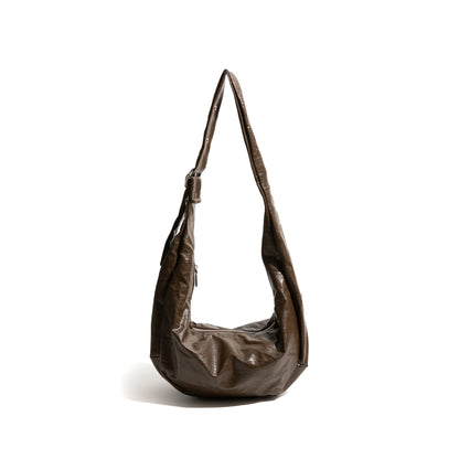 PU Leather Half Moon Hobo Fashion Shoulder Bag Adjustable Strap Phone Purse Simple Crossbody Large Bag - Vennus