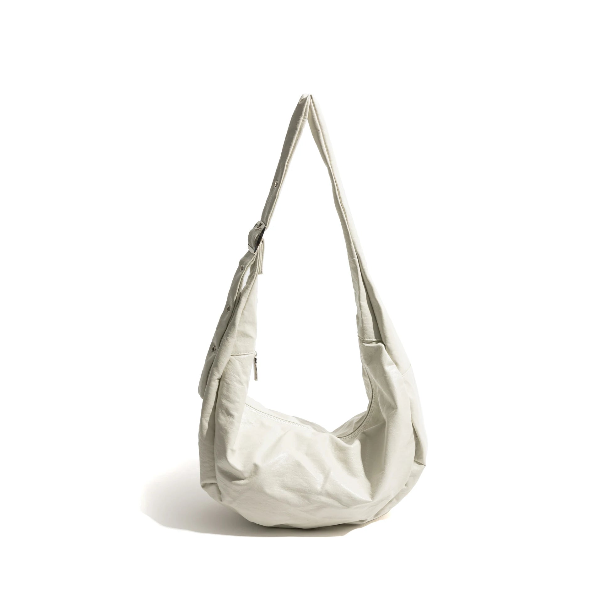 PU Leather Half Moon Hobo Fashion Shoulder Bag Adjustable Strap Phone Purse Simple Crossbody Large Bag - Vennus