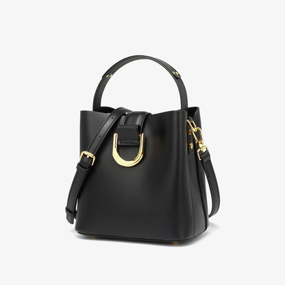 Cowhide Genuine Leather Bucket Shoulder Crossbody Bag - Vennus