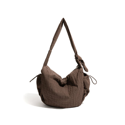 Nylon Pleated Knot Crossbody Phone Bag Lightweight Casual Satchel with Drawstring Pocket - Vennus