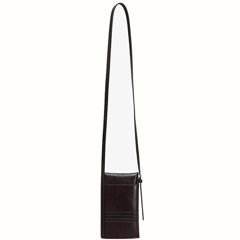 Vintage Genuine Leather Phone Bag  Luxury Women's Shoulder Purse with Delicate Hardware Stylish Crossbody Small Bag - Vennus